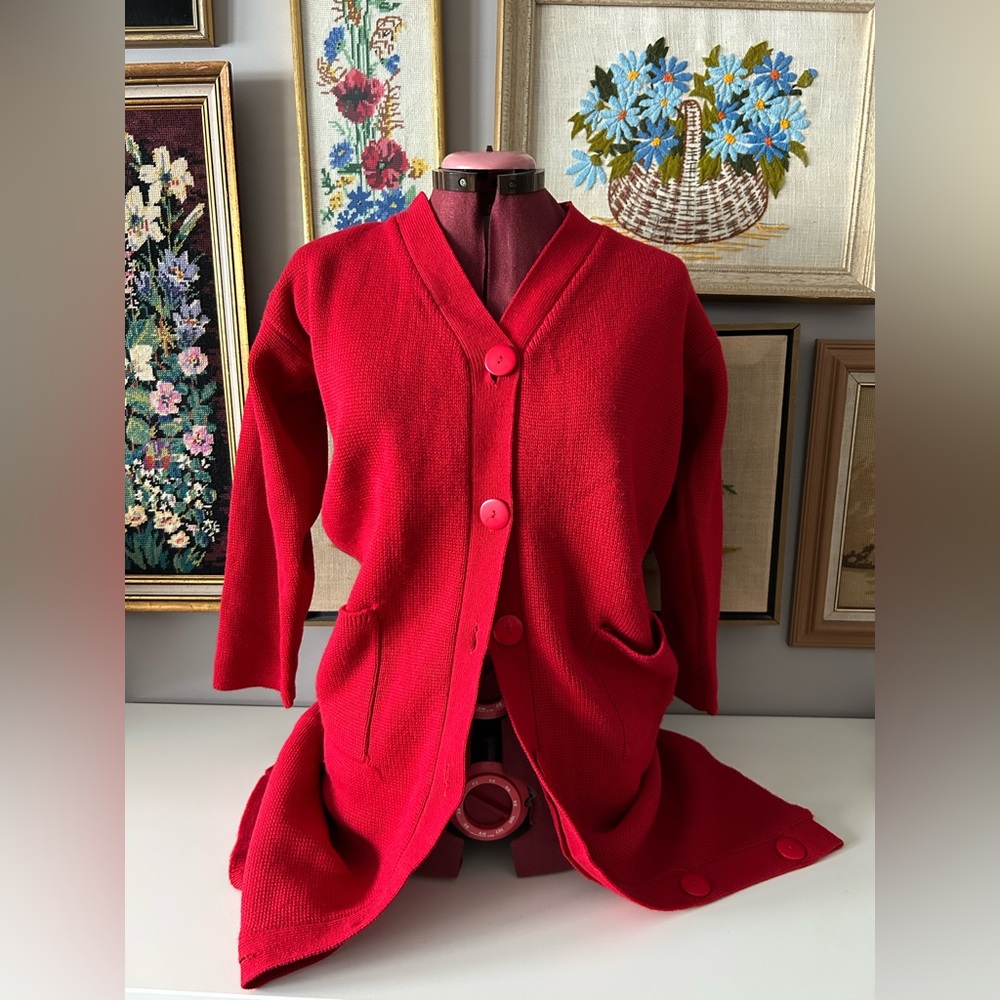 Vintage Sears red. Ladies cardigan. Size 6